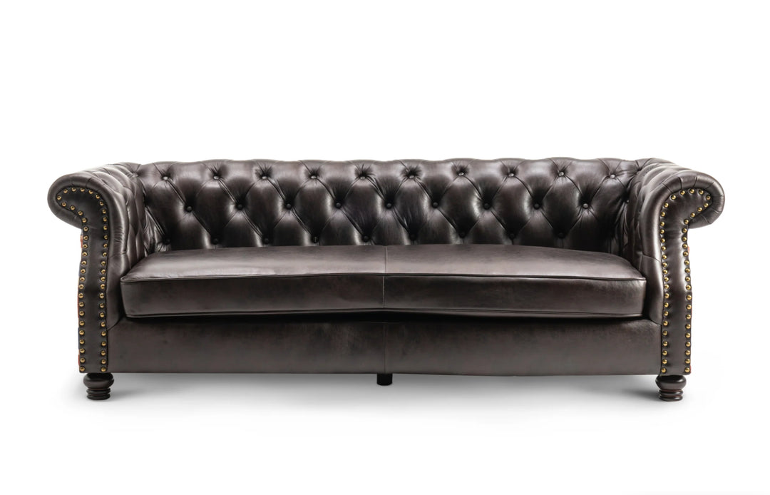 Leather Air Brown 3 Seater Union Jack Sofa  Leather