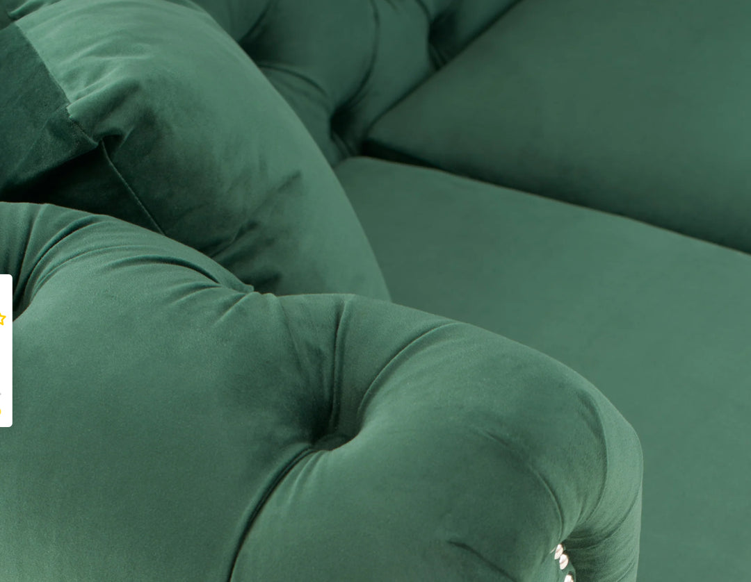 Velvet Bottle Green 2C2 Chesterfield Corner Sofa With Wooden Feet