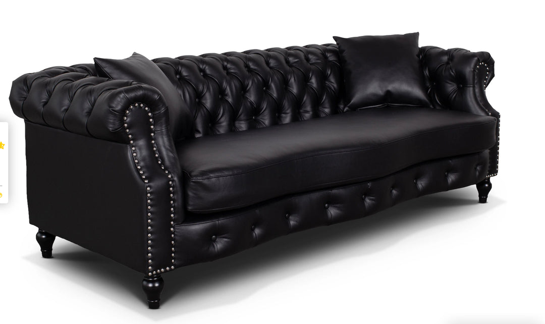 Faux Leather Black Richmond 3 Seater Chesterfield Sofa