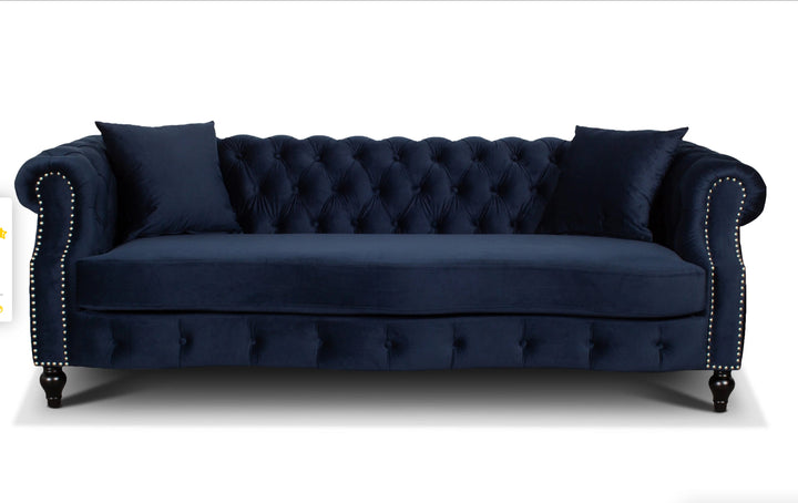 Velvet Navy Blue Richmond 3 Seater Chesterfield Sofa