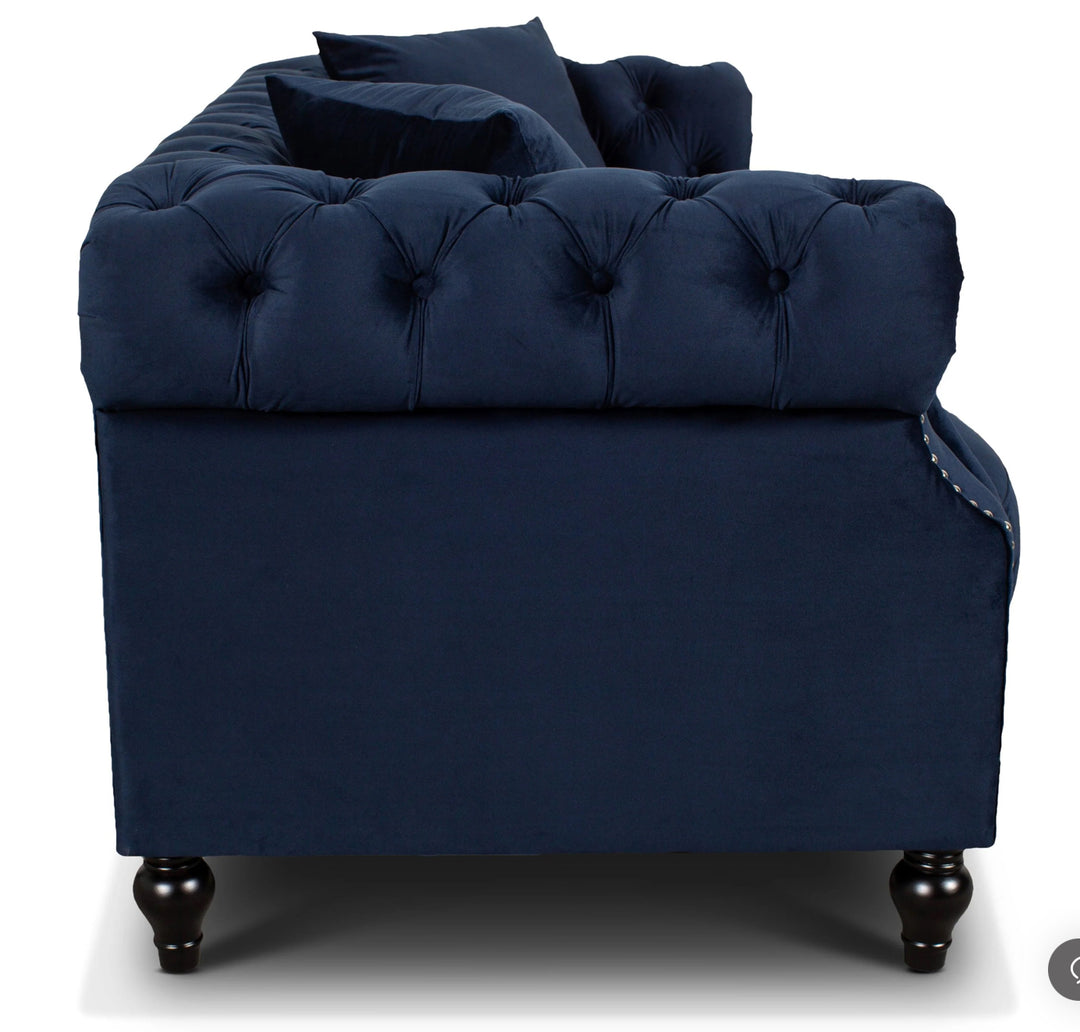 Velvet Navy Blue Richmond 3 Seater Chesterfield Sofa