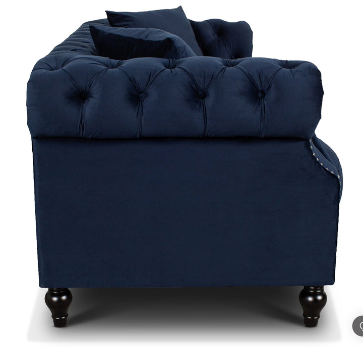 Velvet Navy Blue Richmond 3 Seater Chesterfield Sofa